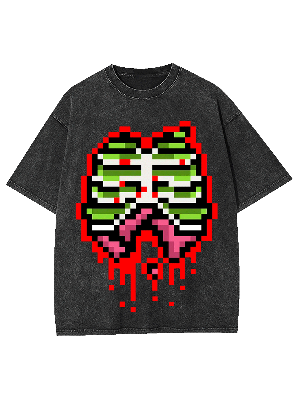 Pixel Ribs Washed Tshirt