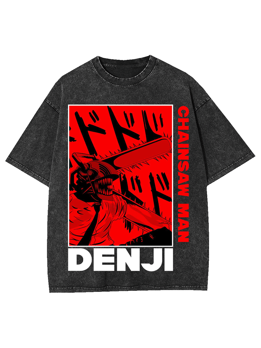 Chainsaw Man Washed Tshirt-ClassyOutlaw Sale