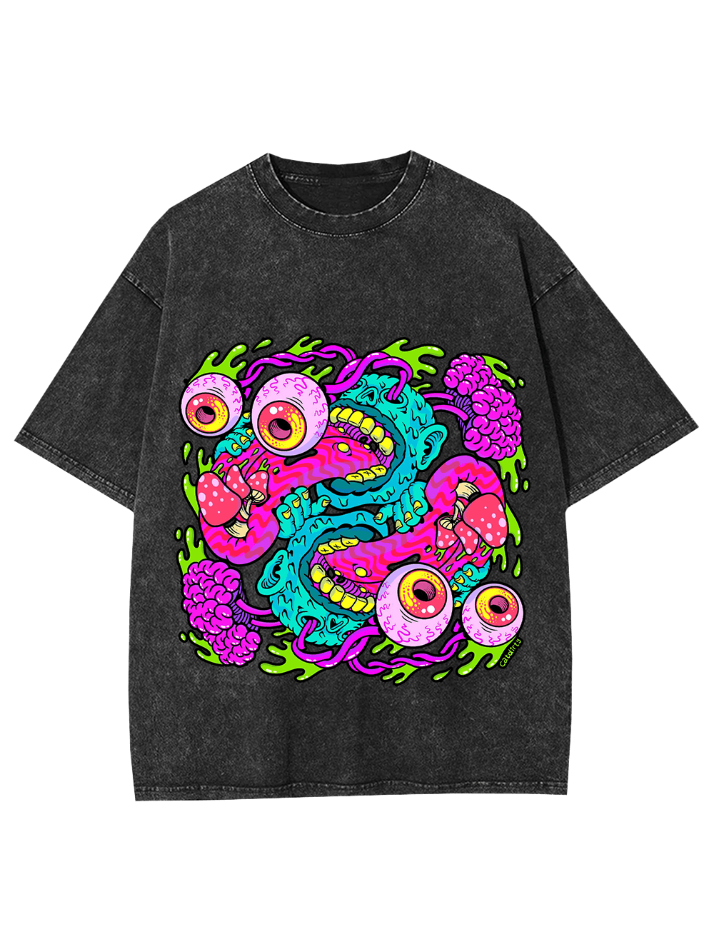 Psychedelic Chaos Washed Tshirt-ClassyOutlaw Sale