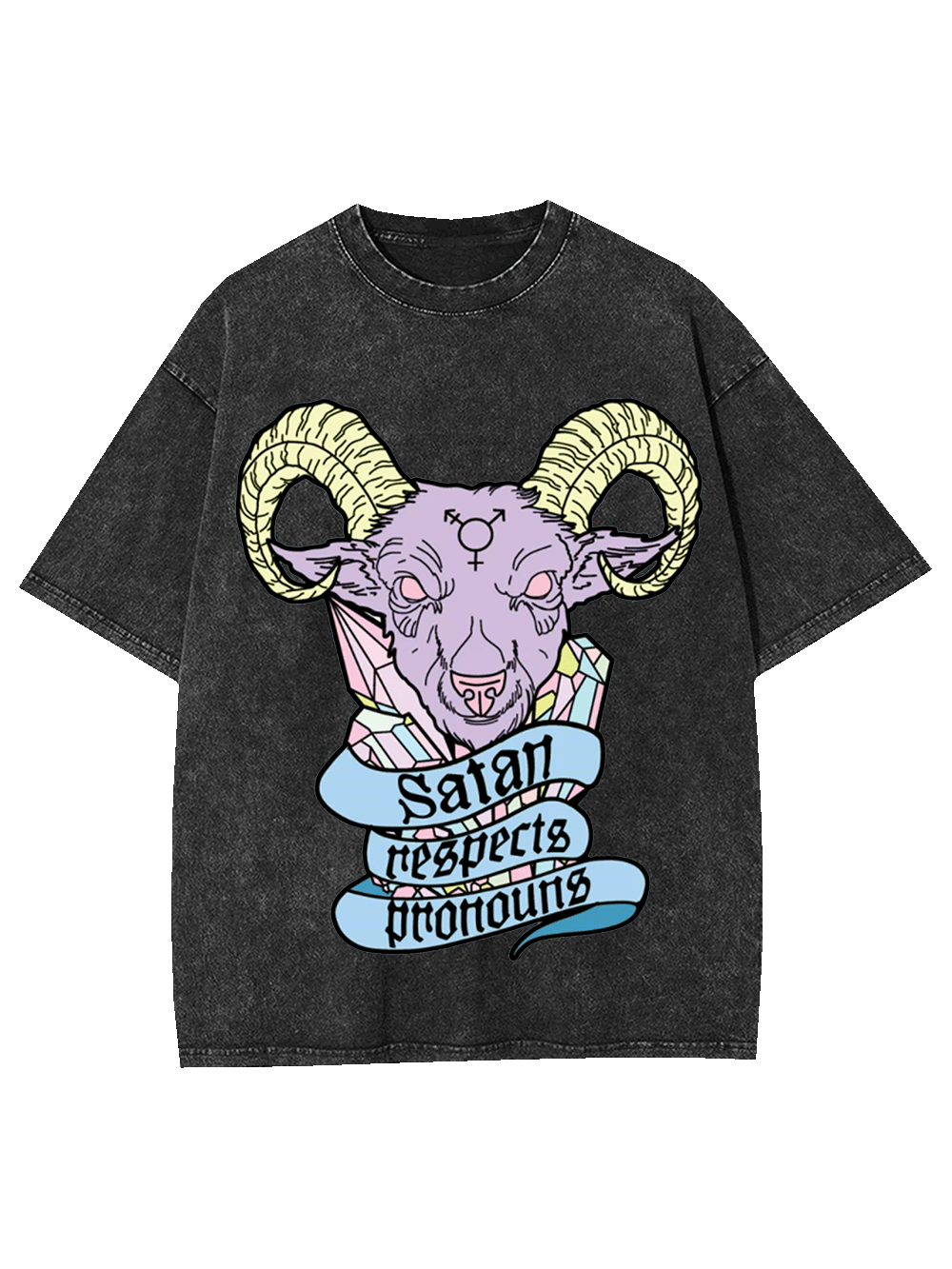 Satan Respects Pronouns Washed Tshirt