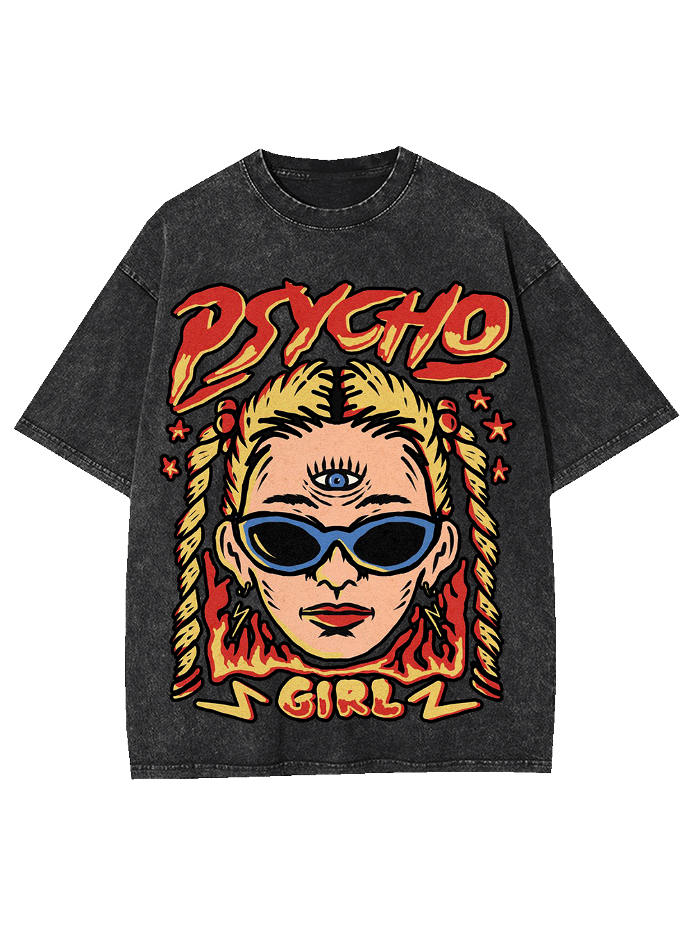 Psycho Girl Washed Tshirt-ClassyOutlaw Sale