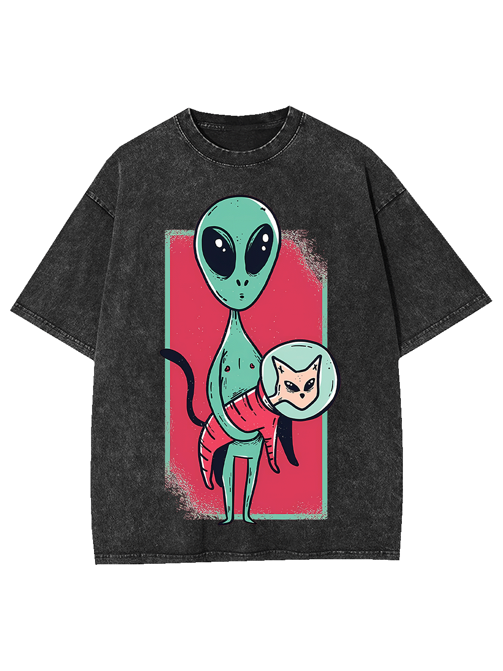 Alien Cat Discovery Washed Tshirt
