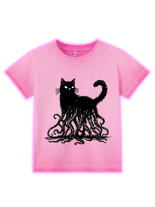 Octopus Tentacle Cat Washed Slim Tshirt