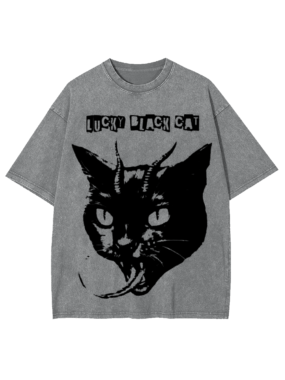 LUCKY BLACK CAT WASHED TSHIRT