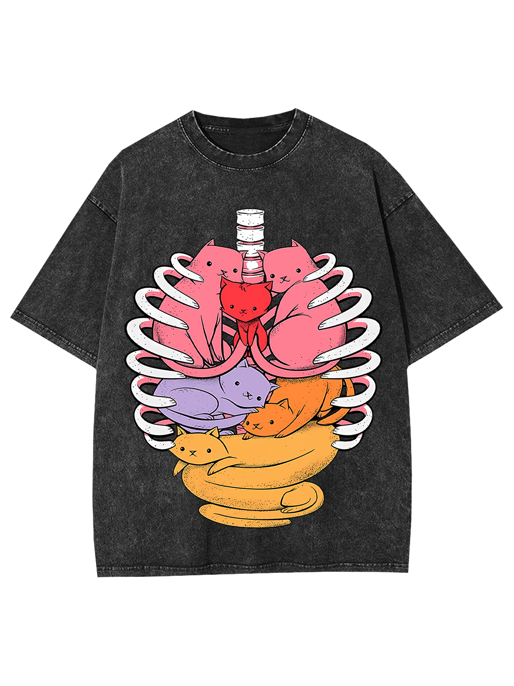 Cats In Rib Cage Washed Tshirt