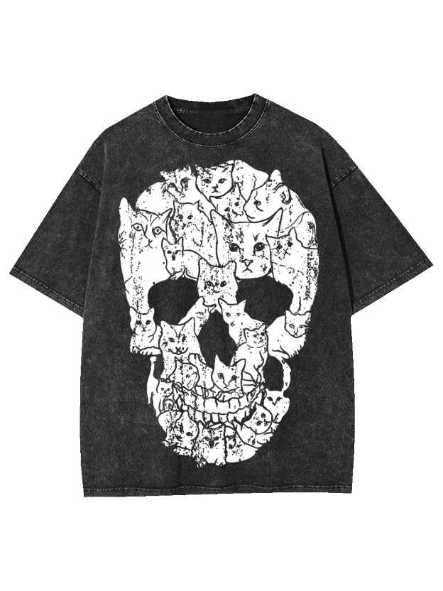 Cats Of The Skull Washed Tshirt