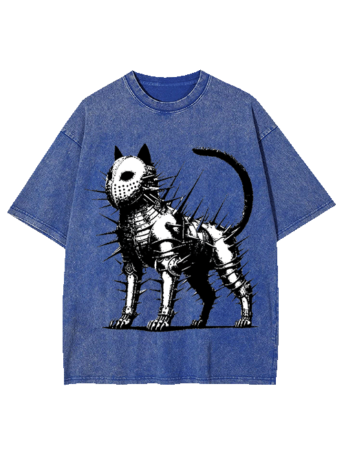 Armored Spiked Cat Washed Tshirt