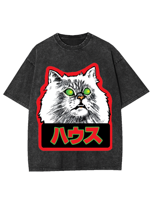 Haunted Cat House Washed Tshirt