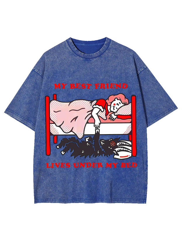 My Best Friend Lives Under My Bed Washed Tshirt
