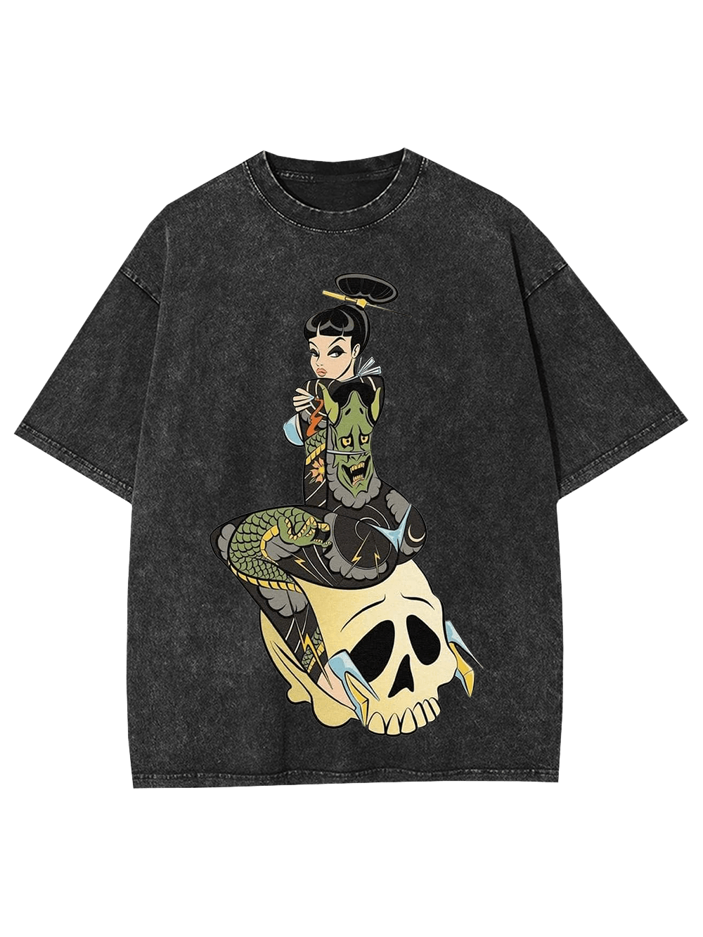 Tattoo And Skull Washed Tshirt