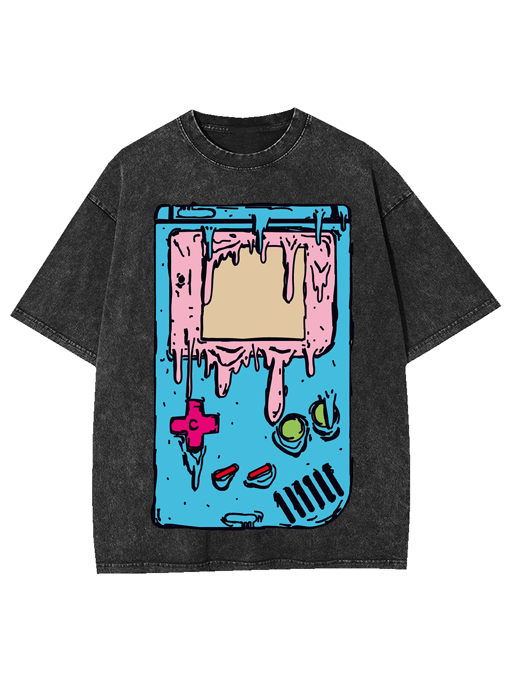 Melting Game Console Washed Tshirt-ClassyOutlaw Sale