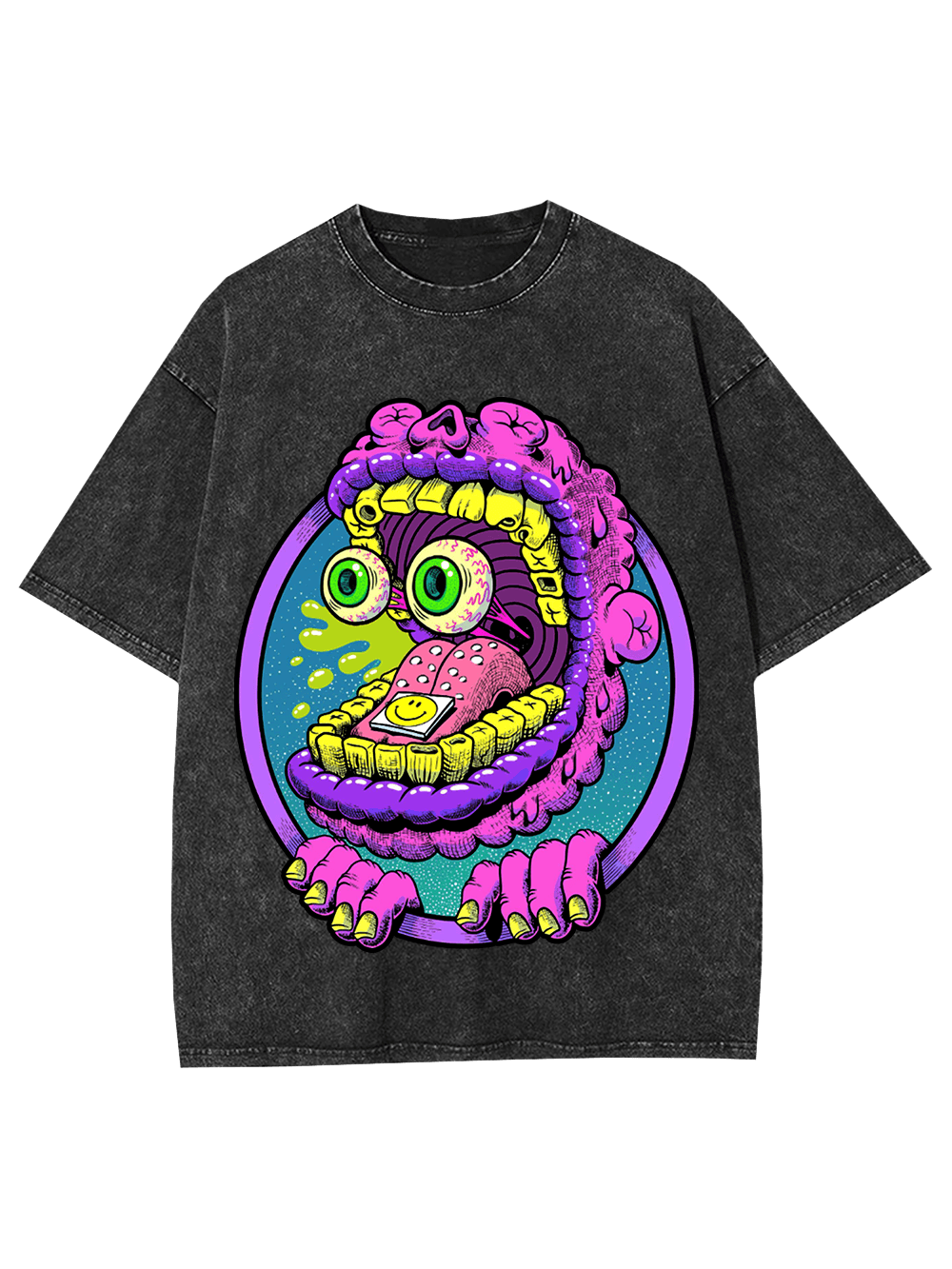 Monster Mouth Madness Washed Tshirt-ClassyOutlaw Sale