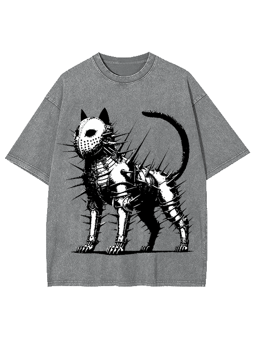 Armored Spiked Cat Washed Tshirt
