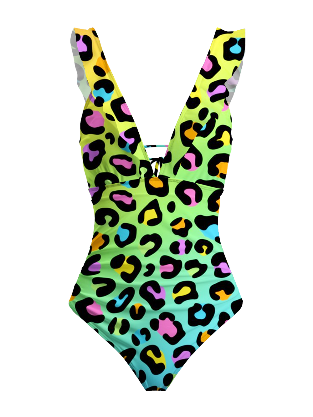 GLOWING LEOPARD FESTIVAL V-NECK ONE PIECE SWIMSUIT