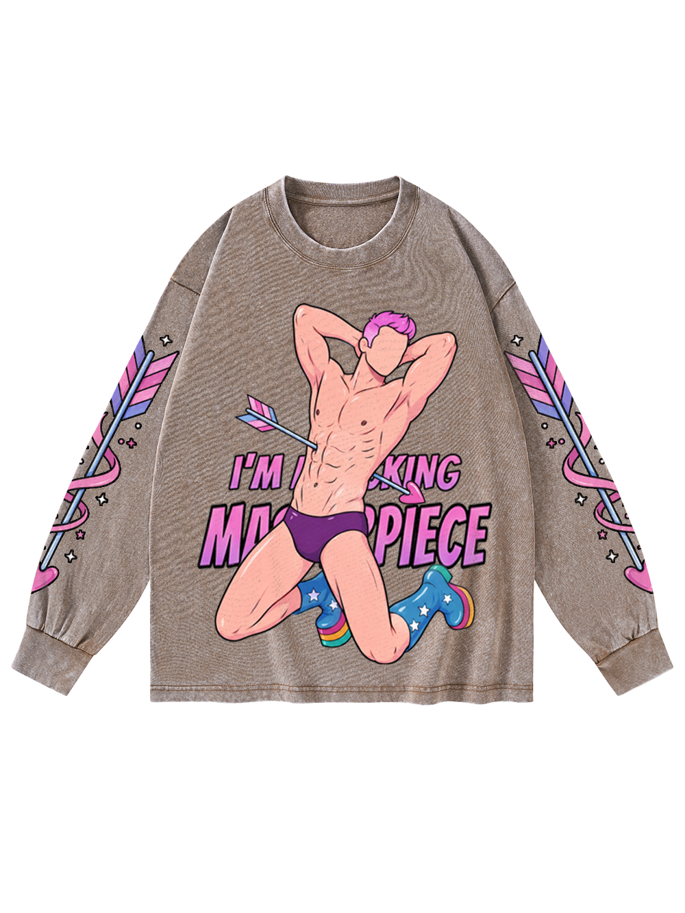 PINK MASTERPIECE WASHED LONG-SLEEVE GRAPHIC TSHIRT
