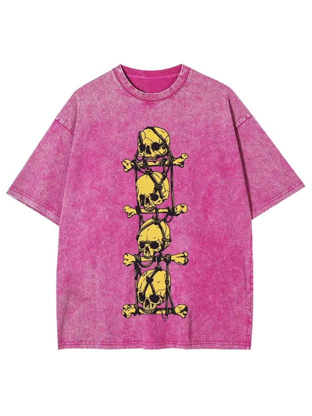 SKULL CROSSBONES CHAIN WASHED TSHIRT