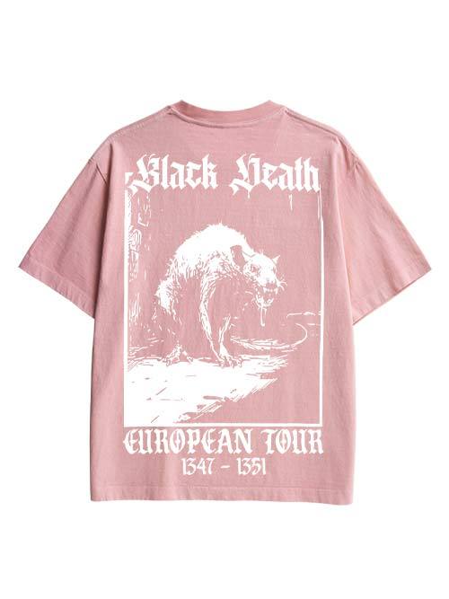 Black Death Double Sided Print Washed TShirt