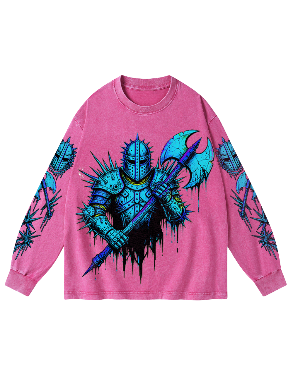 AZURE WARRIOR WASHED LONG-SLEEVE GRAPHIC TSHIRT