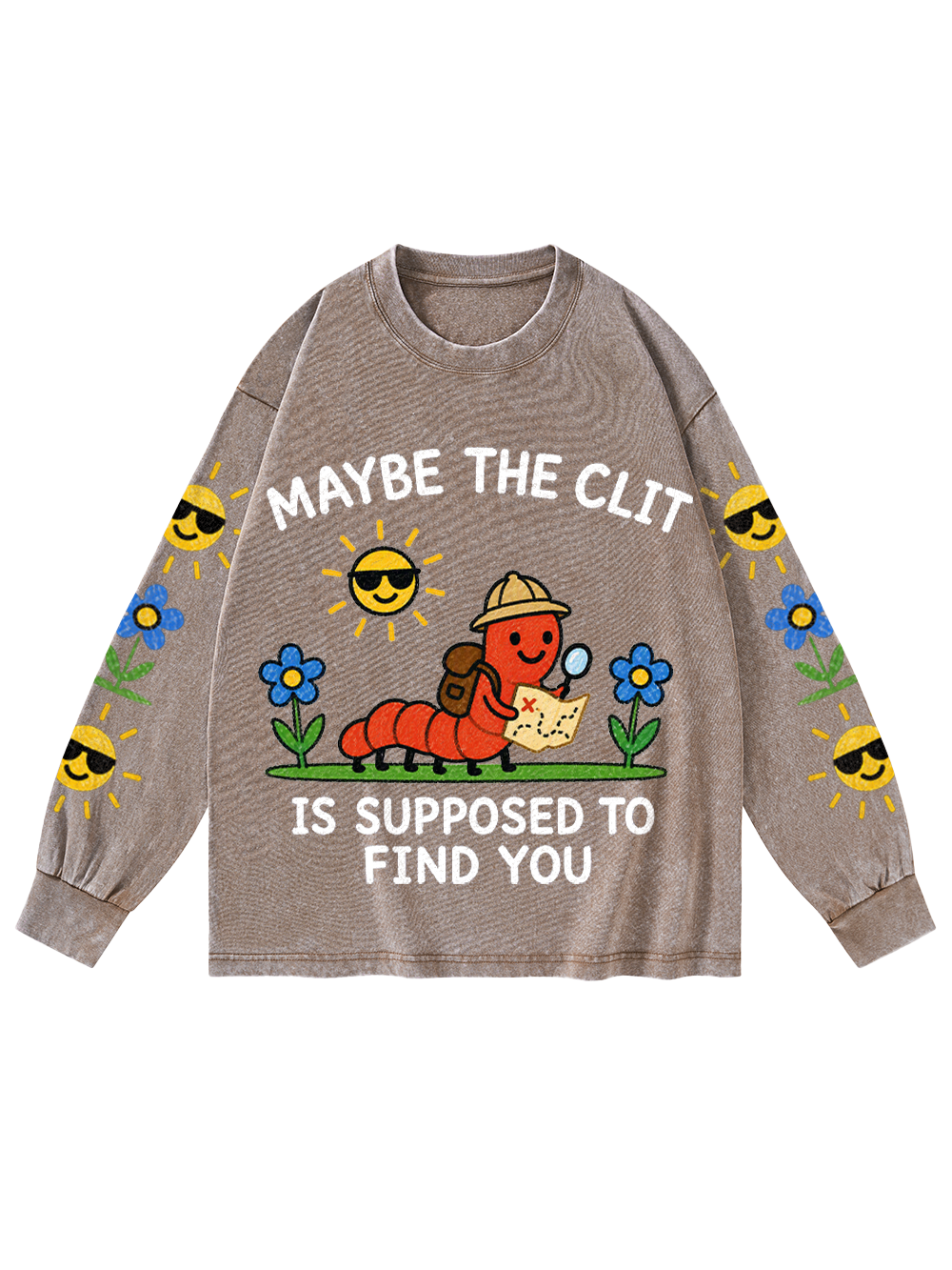 WORM EXPLORER WASHED LONG-SLEEVE GRAPHIC TSHIRT