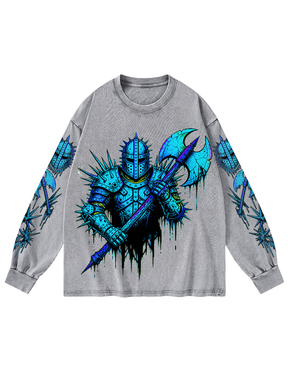 AZURE WARRIOR WASHED LONG-SLEEVE GRAPHIC TSHIRT