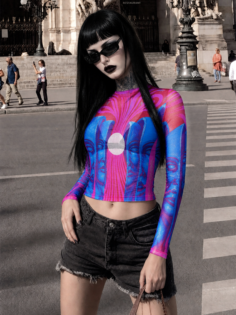 NEON GODDESS MIRAGE MESH TOP