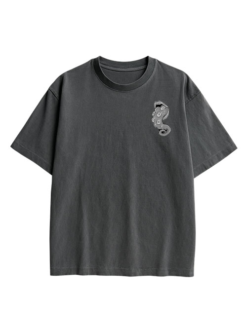 Tentacle Double Sided Print Washed TShirt