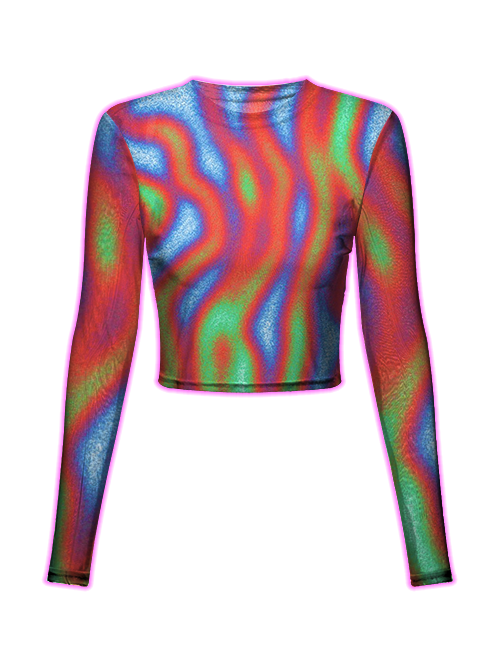 Vibrant Wave Patterns Mesh Top-ClassyOutlaw Sale