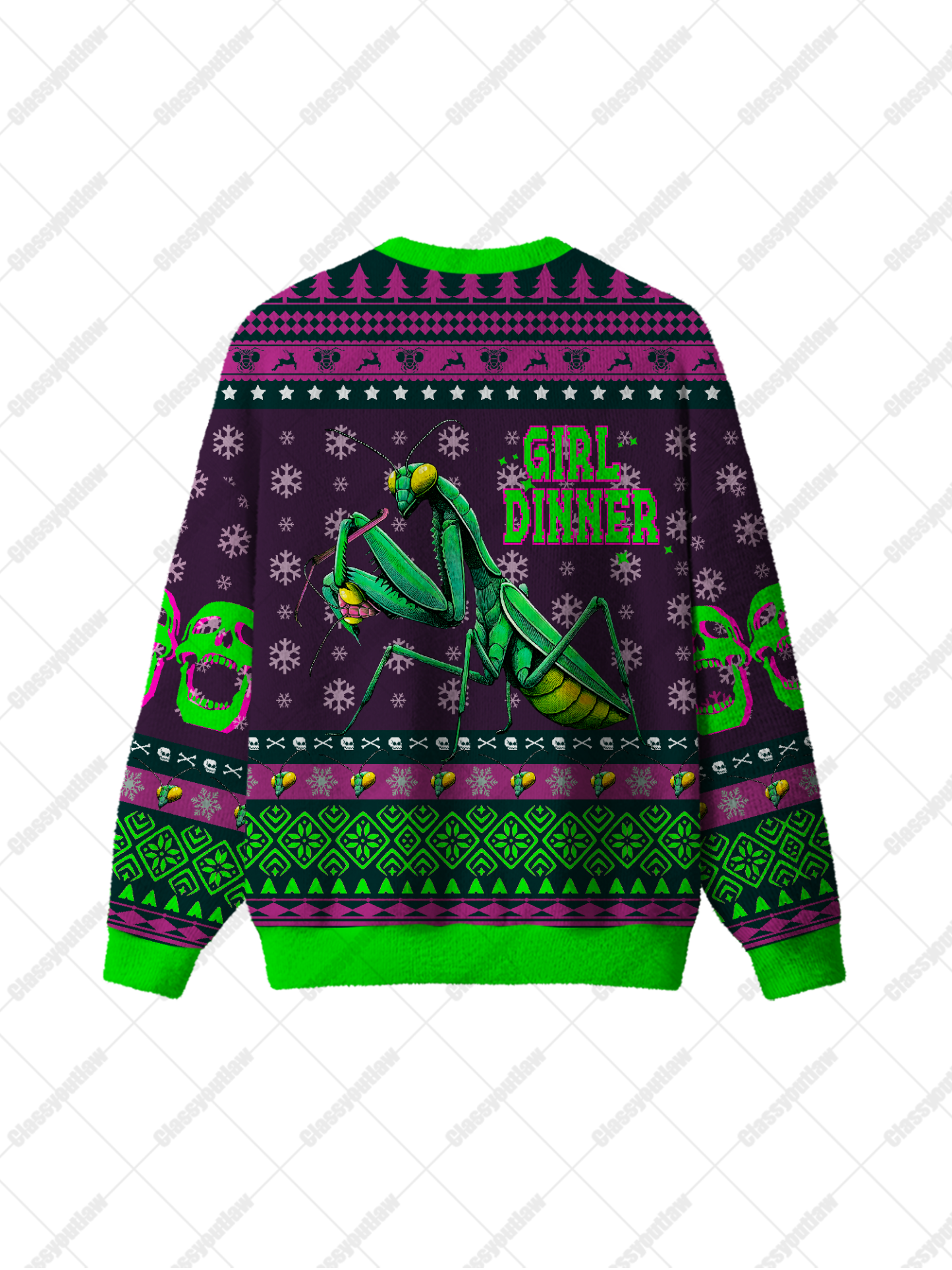 Praying Mantis Girl Dinner UGLY CHRISTMAS SWEATSHIRT