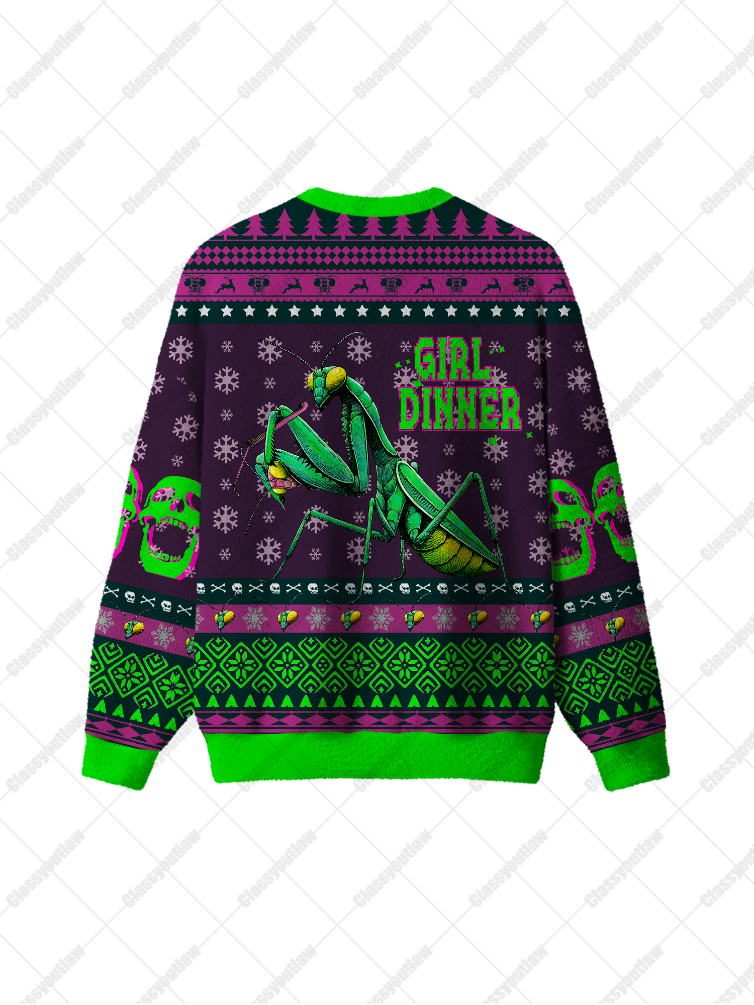 Praying Mantis Girl Dinner UGLY CHRISTMAS SWEATSHIRT
