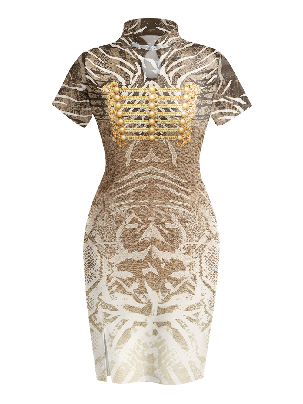 SNAKE GOLD QIPAO MINI DRESS