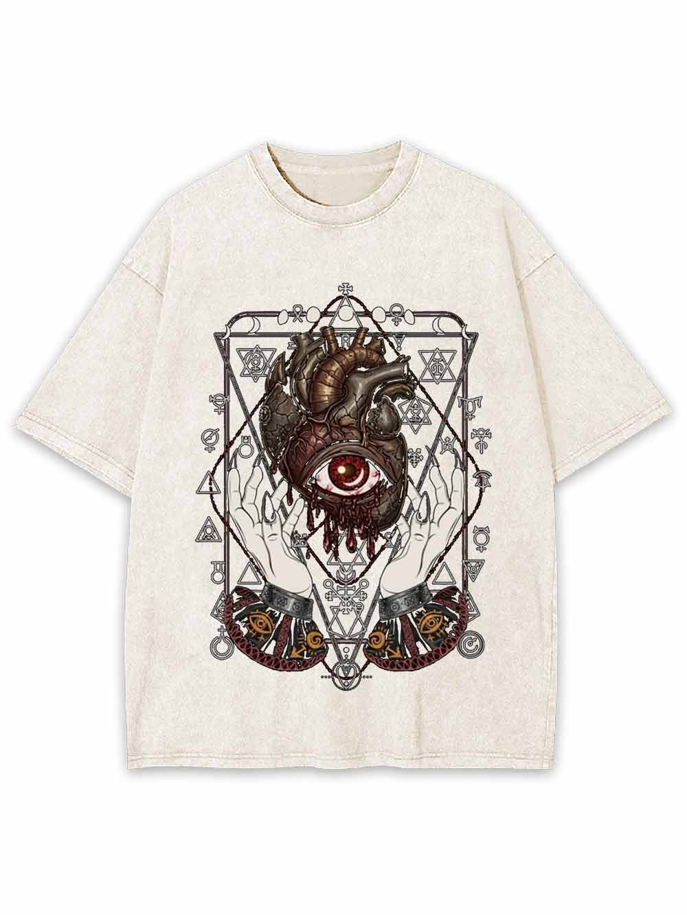 Anatomical Eyes Heart Art Print Washed Tshirt
