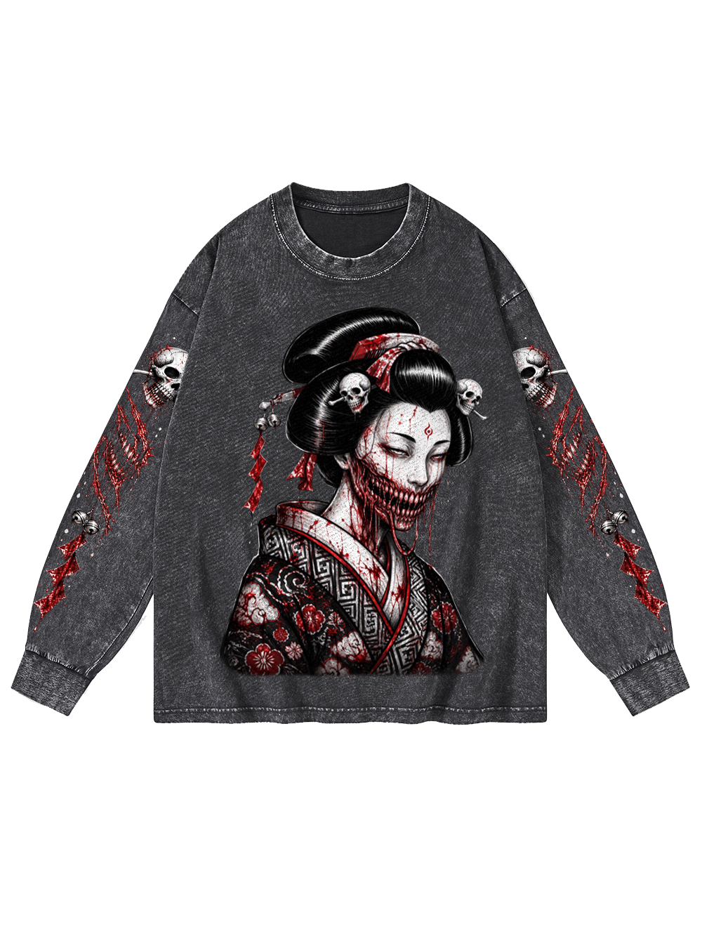 BLOOD MAIDEN WASHED LONG-SLEEVE GRAPHIC TSHIRT