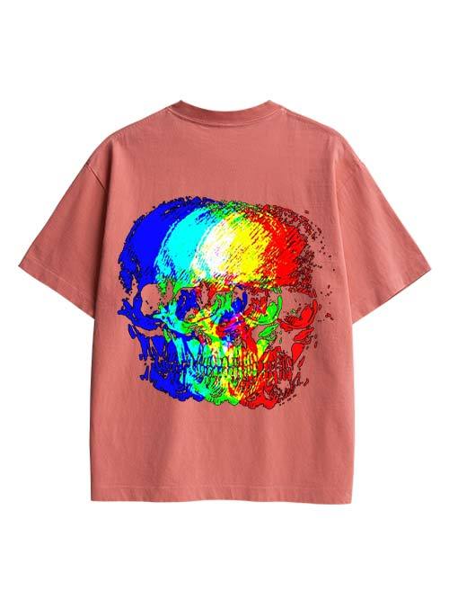 Skull Illusion Double Sided Print Washed TShirt