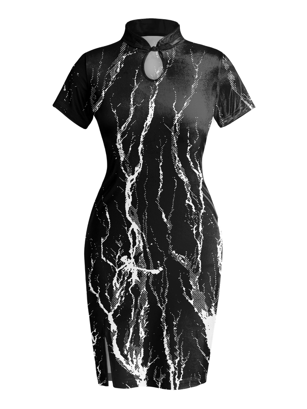 BLACK LIGHTNING QIPAO MINI DRESS
