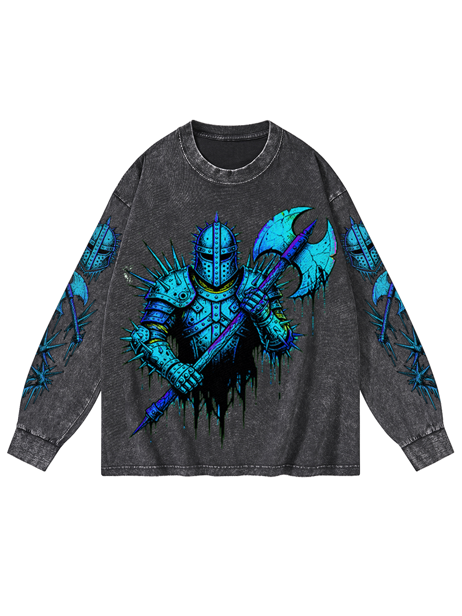 AZURE WARRIOR WASHED LONG-SLEEVE GRAPHIC TSHIRT