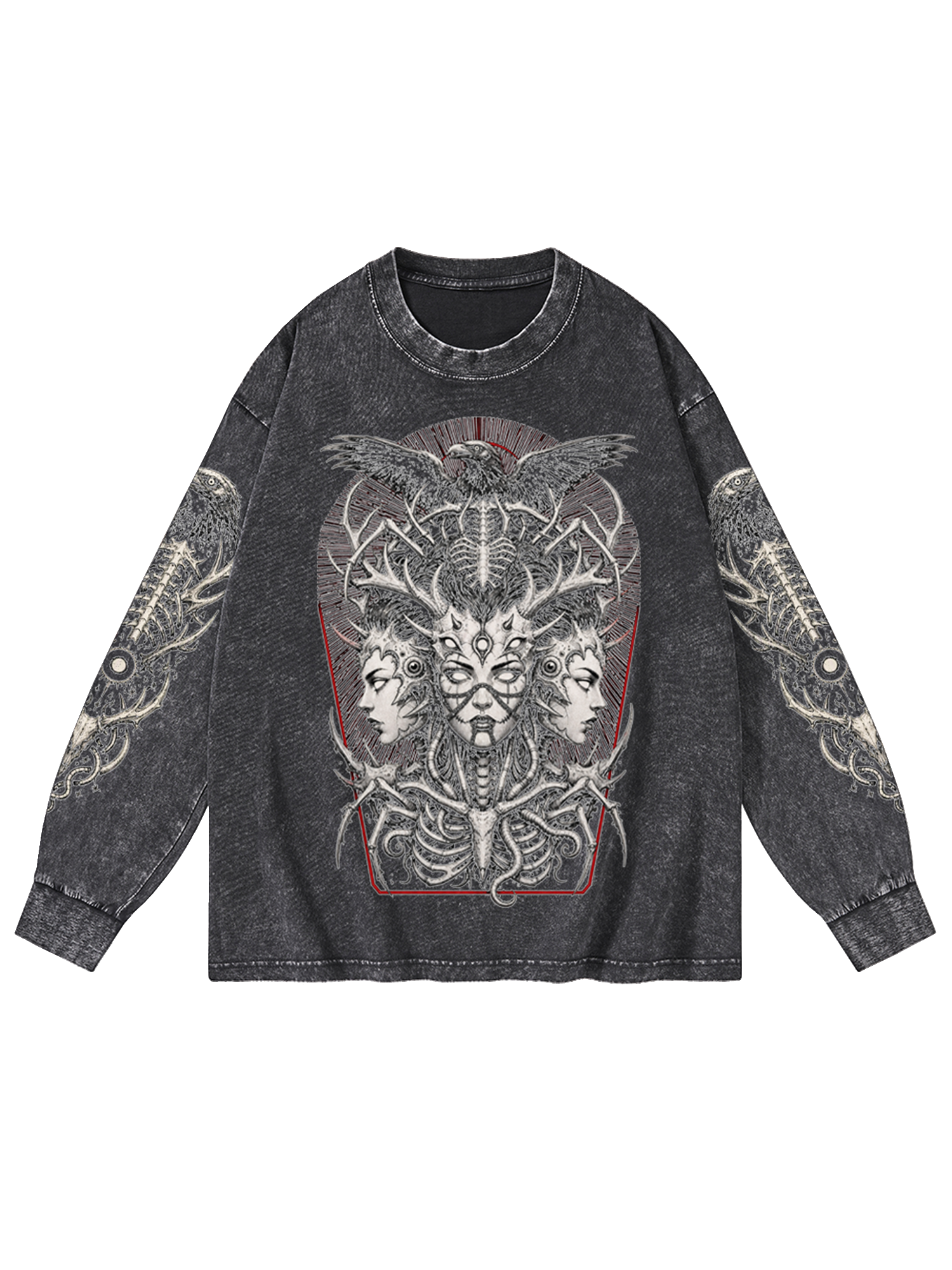 DARK GODDESS WASHED LONG-SLEEVE GRAPHIC TSHIRT