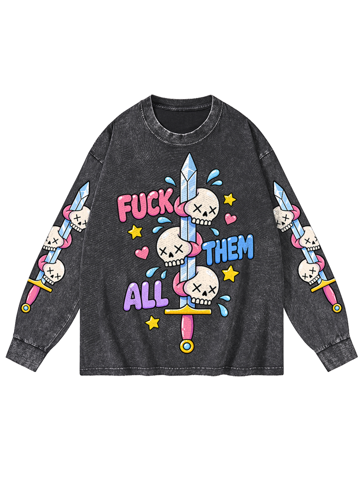 PASTEL REVENGE WASHED LONG-SLEEVE GRAPHIC TSHIRT