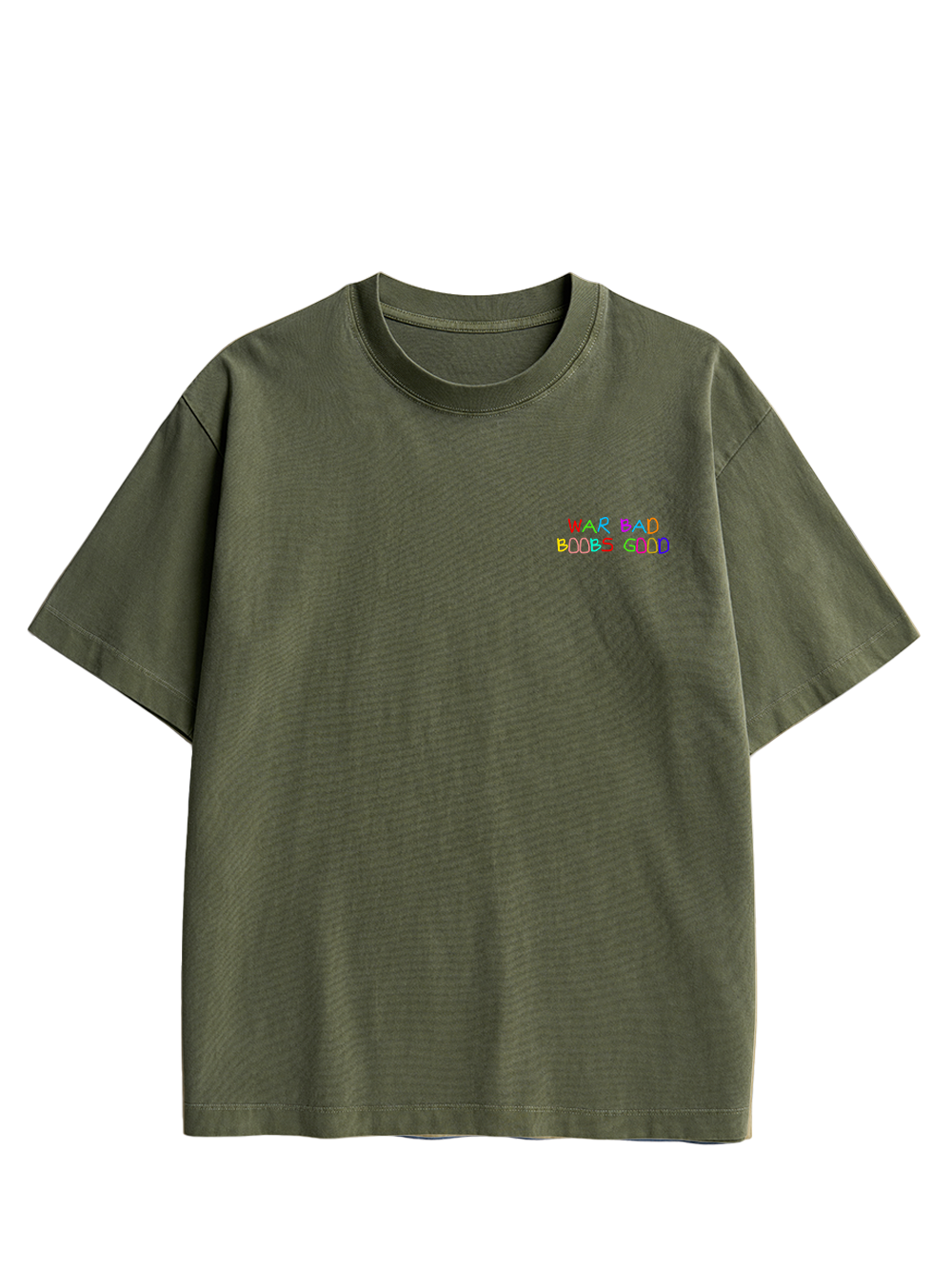 WAR BAD BOOBS GOOD Double Sided Print Washed TShirt