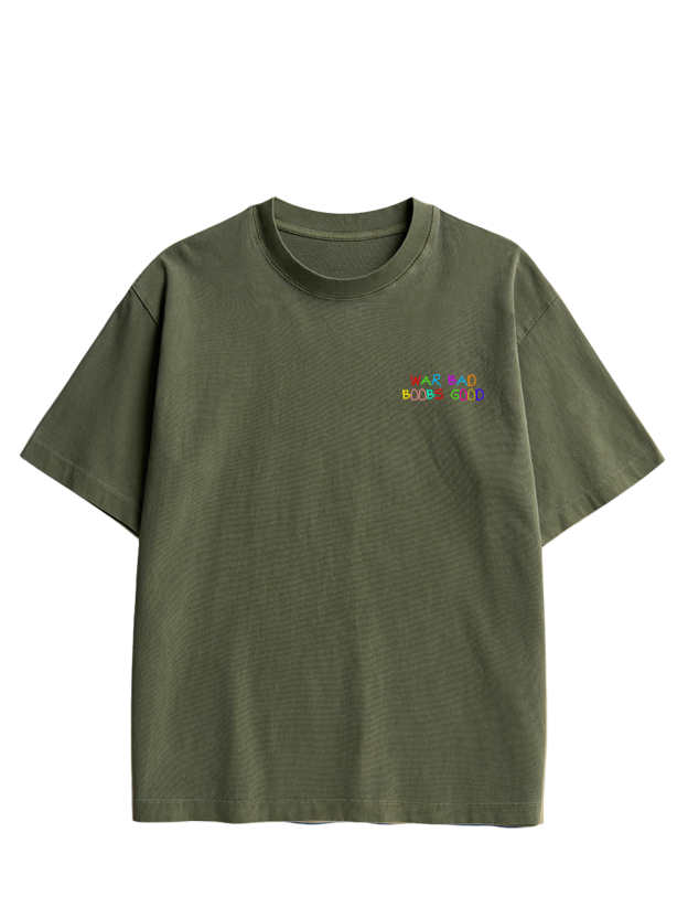WAR BAD BOOBS GOOD Double Sided Print Washed TShirt