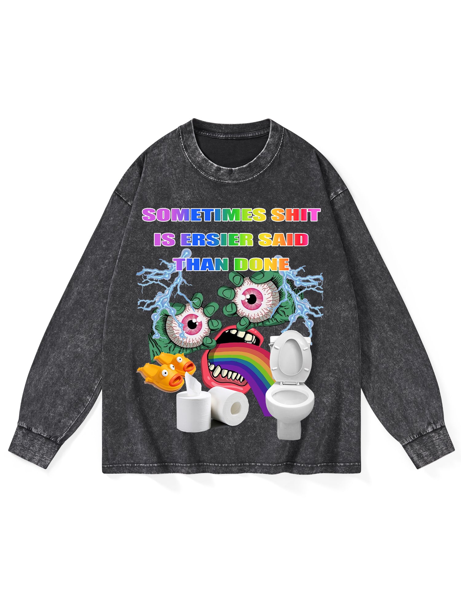 Shit Washed Long-Sleeve Tshirt-ClassyOutlaw