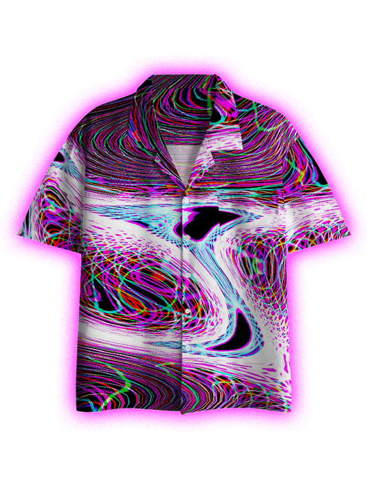 Neon Swirl Dimensions Button Up Pocket Shirt