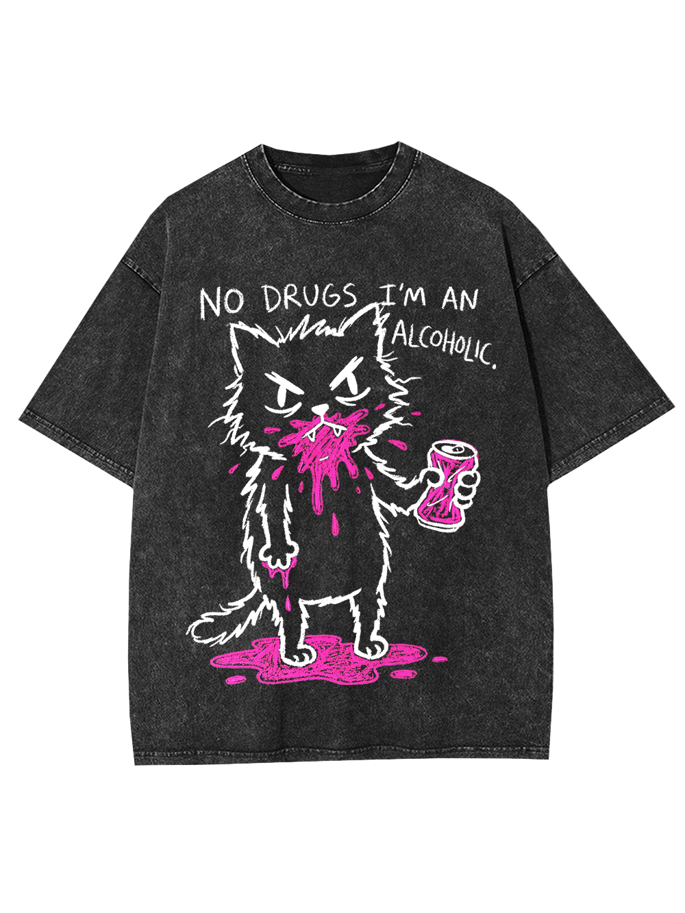 NO DRUGS I'M AN ALCOHOLIC WASHED TSHIRT