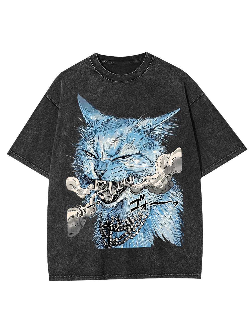 ANIME FURY CAT WASHED TSHIRT