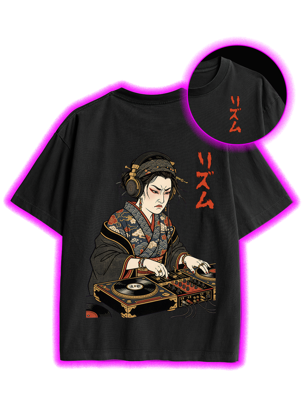 GEISHA DJ RHYTHM DOUBLE SIDED PRINT WASHED TSHIRT