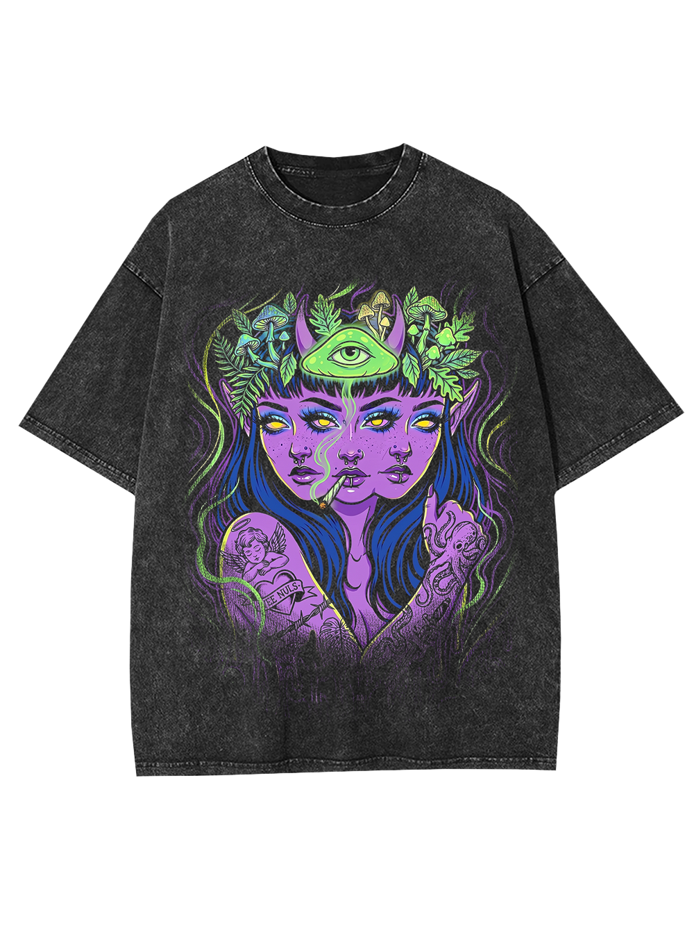 TRIPLE HEADED SHAMAN WASHED TSHIRT