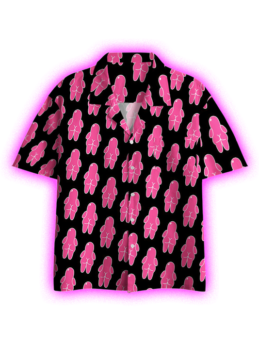 Pink Body Silhouettes Button Up Pocket Shirt