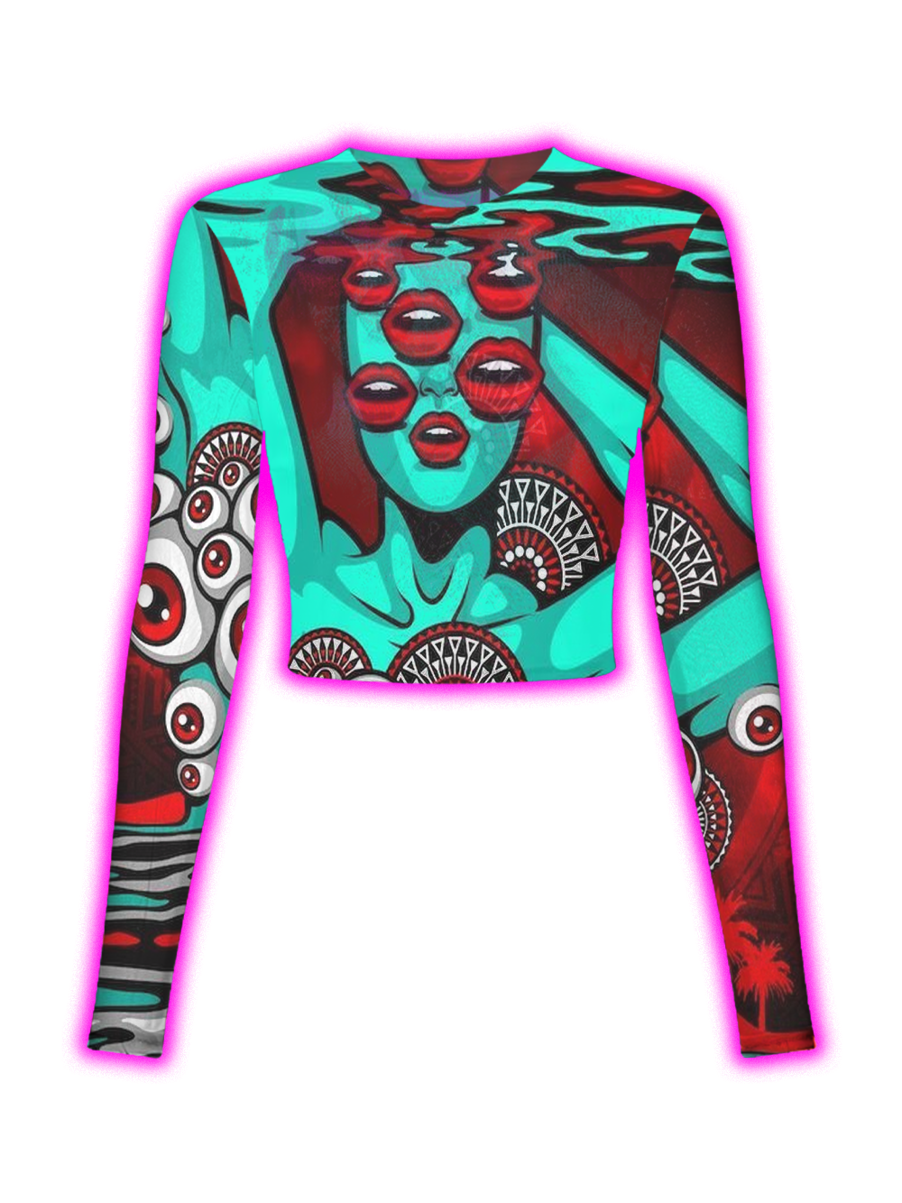 PSYCHEDELIC MULTI-EYES ABSTRACT MESH TOP