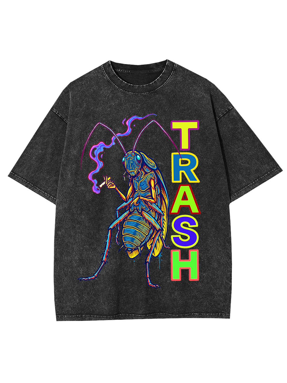NEON ROACH TRASH TEXT WASHED TSHIRT