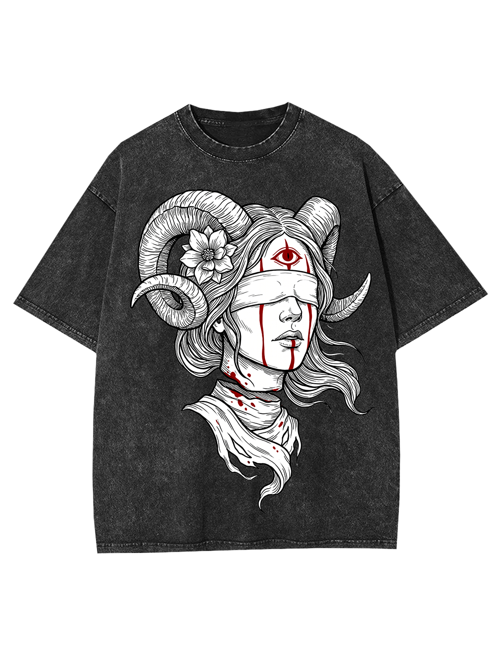 RAM HORN GIRL BLOODY NECK WASHED TSHIRT