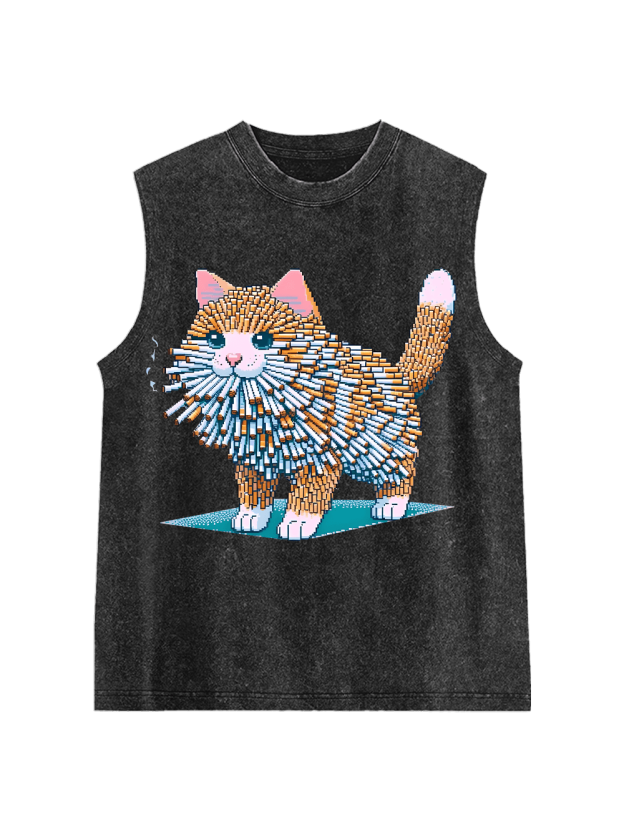 Cigarette Cat  Washed Tank Top